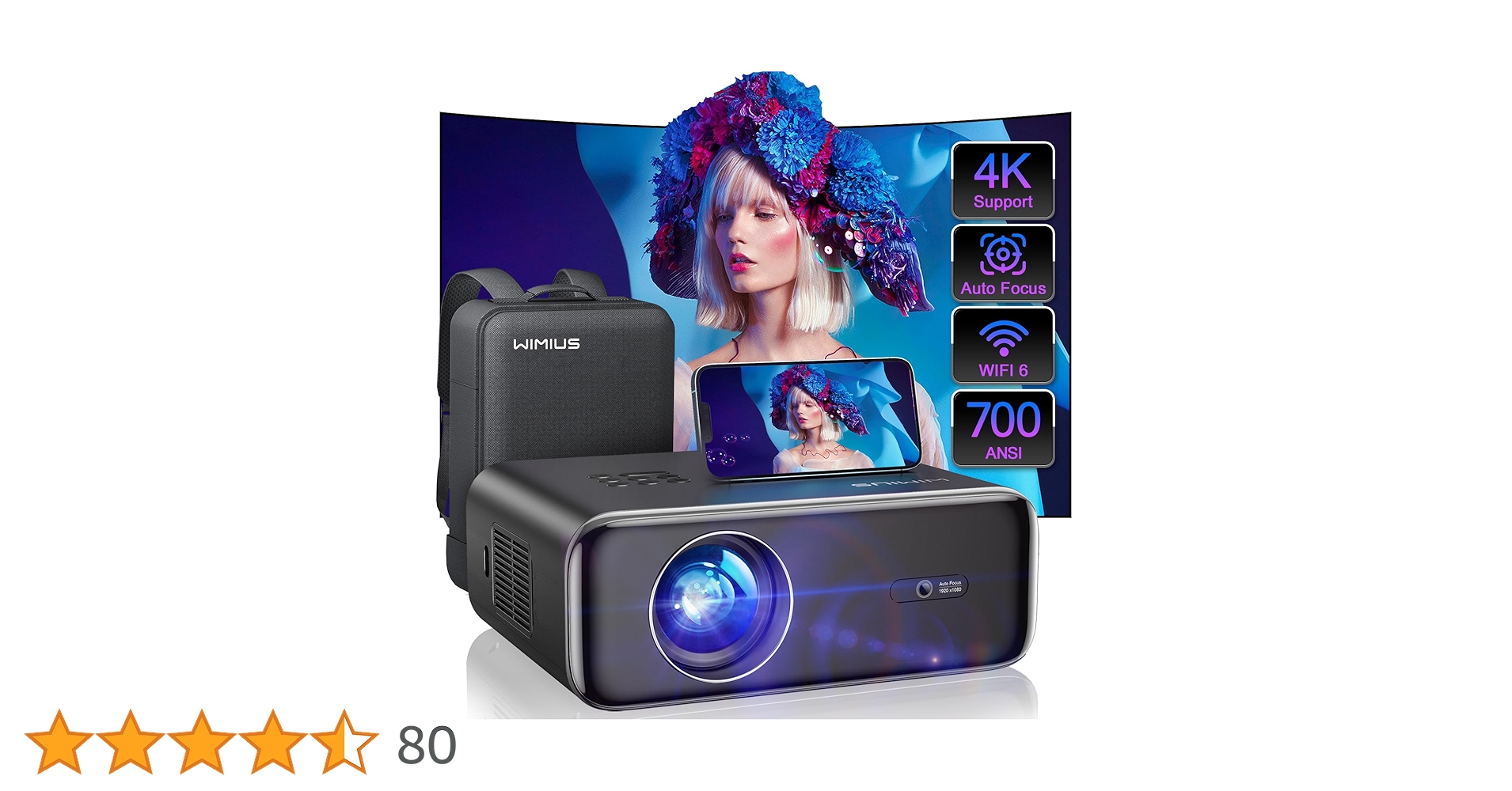 Amazon.co.jp: WiMiUS P62 プロジェクター 高輝度700ANSI ホーム